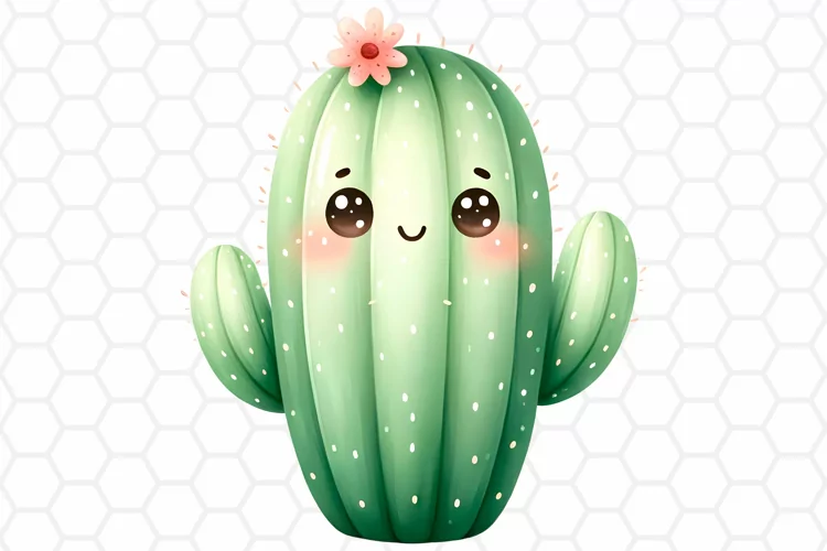 Cute Watercolor Cactus Clipart, Sublimation PNG