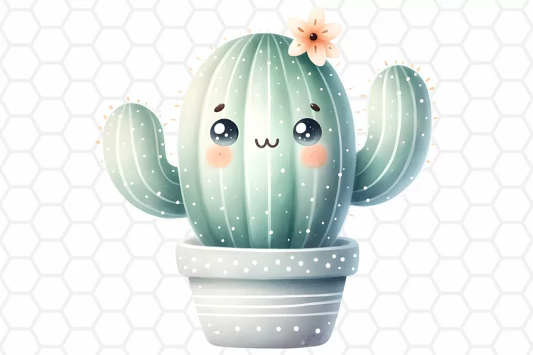 Cute Watercolor Cactus Clipart, Sublimation PNG