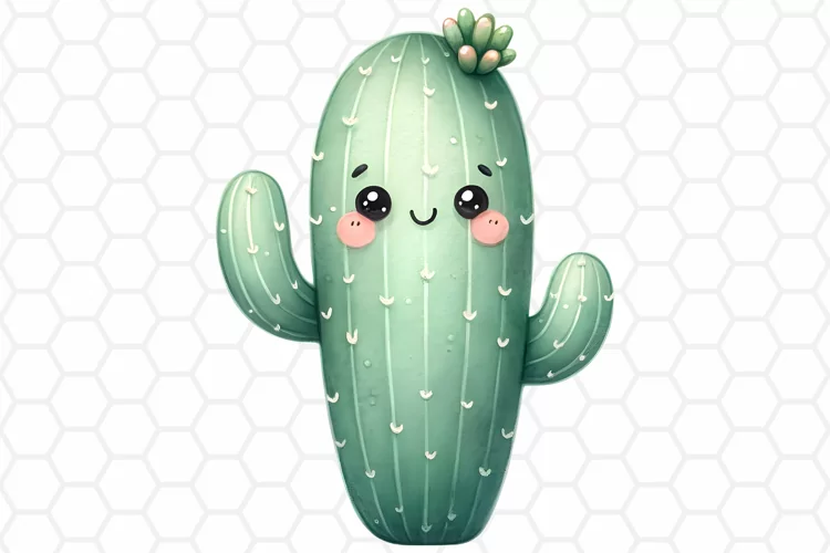 Cute Watercolor Cactus Clipart, Sublimation PNG