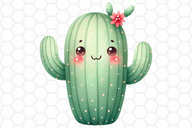 Cute Watercolor Cactus Clipart, Sublimation PNG
