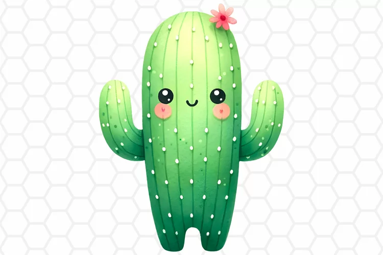 Cute Watercolor Cactus Clipart, Sublimation PNG