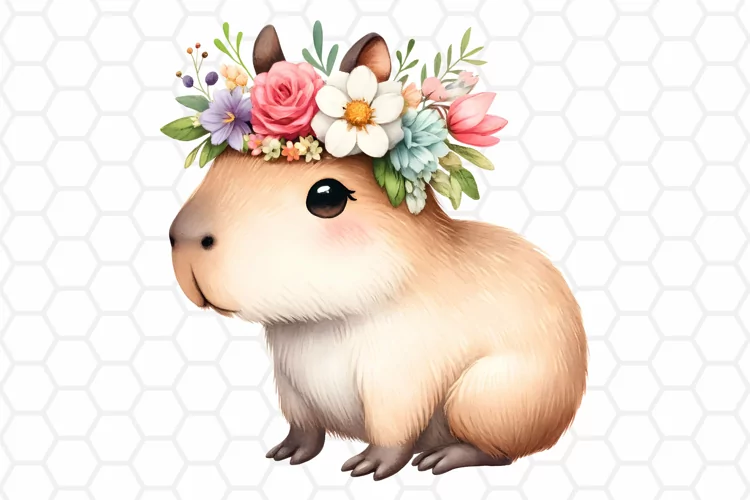 Cute Watercolor Capybara Clipart | Capybara PNG Design