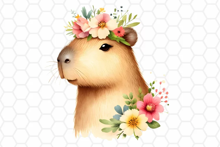 Cute Watercolor Capybara Clipart | Capybara PNG Design
