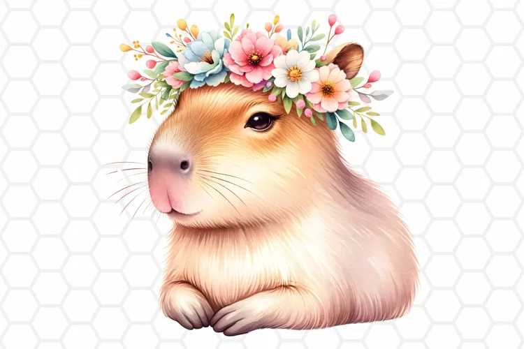 Cute Watercolor Capybara Clipart | Capybara PNG Design