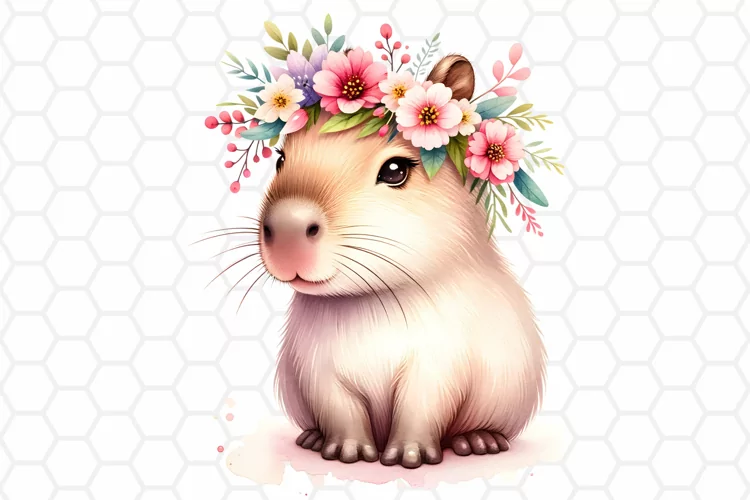 Cute Watercolor Capybara Clipart | Capybara PNG Design