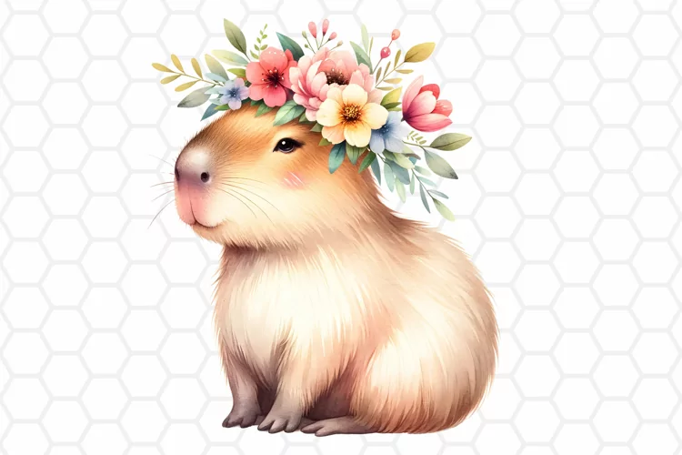 Cute Watercolor Capybara Clipart | Capybara PNG Design
