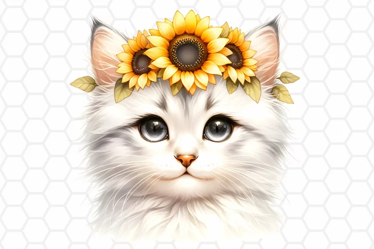 Cute Watercolor Cat Clipart, Cat Sublimation PNG