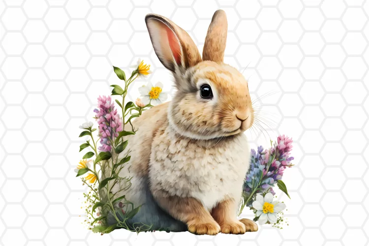 Cute Watercolor Easter Bunny Clipart, Sublimation PNG
