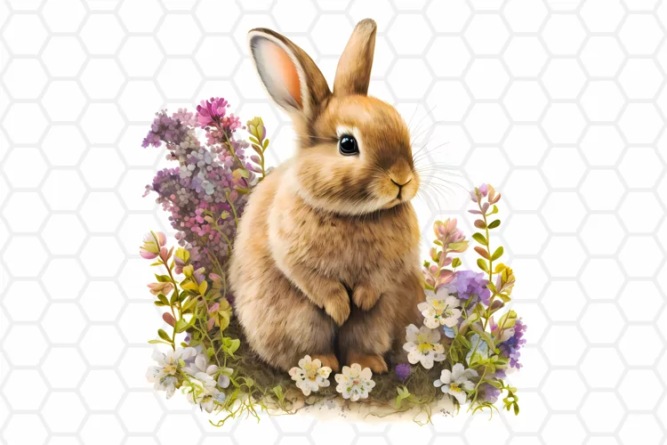 Cute Watercolor Easter Bunny Clipart, Sublimation PNG