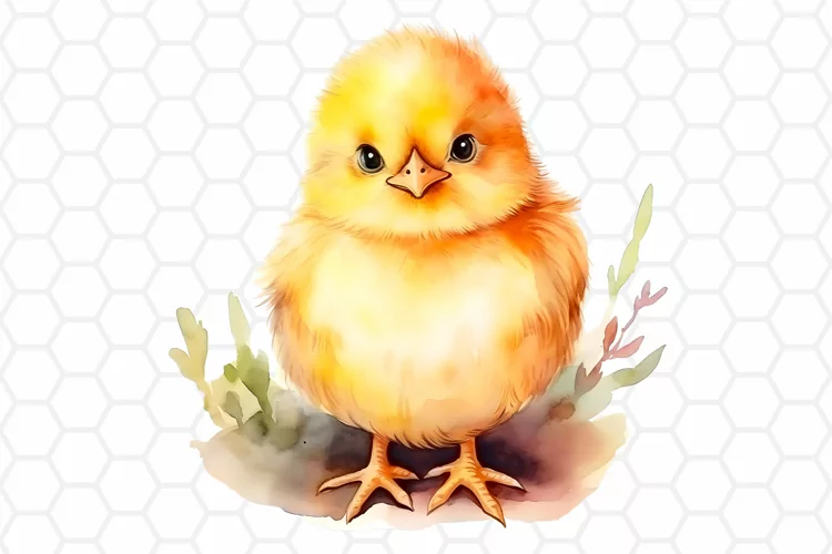 Cute Watercolor Easter Chick Clipart, Sublimation PNG