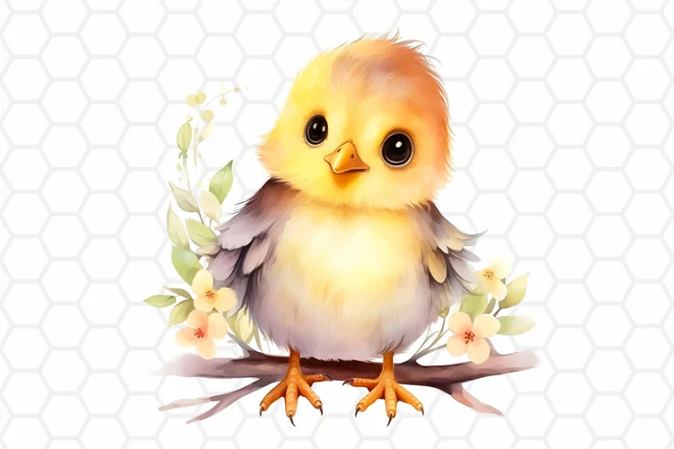 Cute Watercolor Easter Chick Clipart, Sublimation PNG