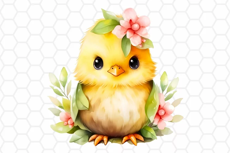 Cute Watercolor Easter Chick Clipart, Sublimation PNG