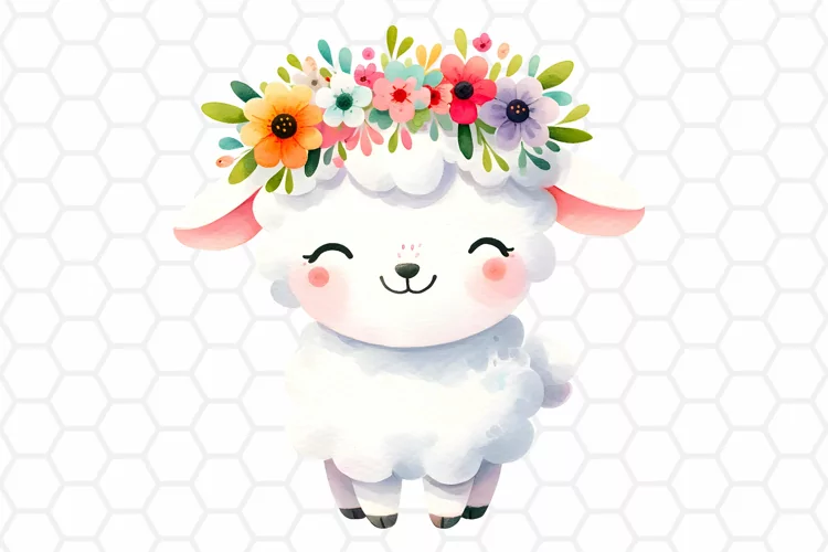 Cute Watercolor Easter Lamb Clipart, Sublimation PNG
