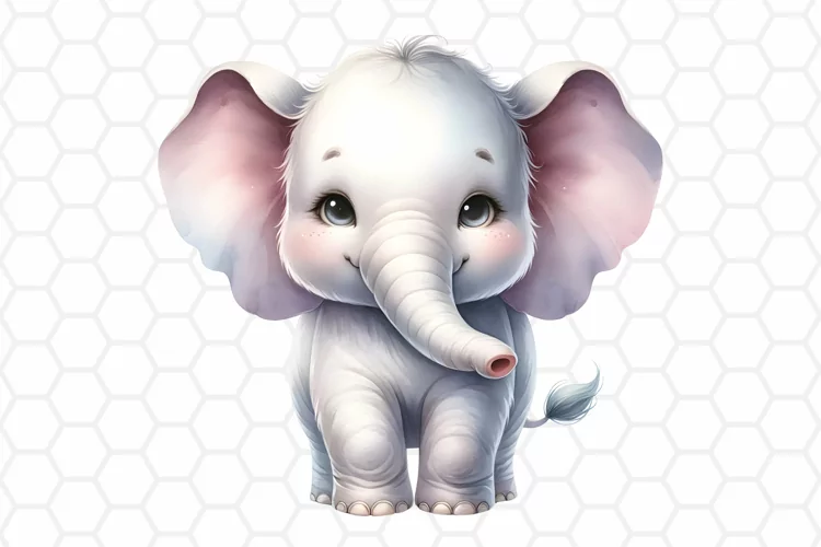 Cute Watercolor Elephant Clipart | Baby Elephant PNG