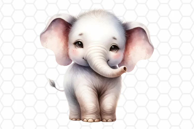 Cute Watercolor Elephant Clipart | Baby Elephant PNG