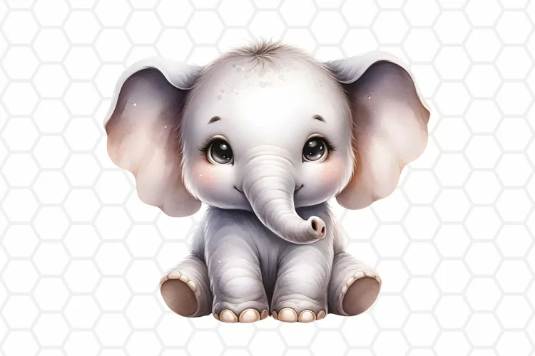 Cute Watercolor Elephant Clipart | Baby Elephant PNG