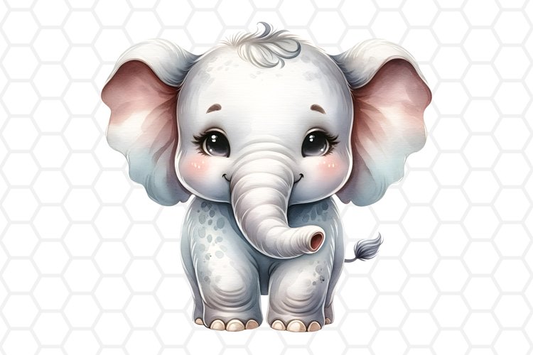 Cute Watercolor Elephant Clipart Baby Elephant PNG
