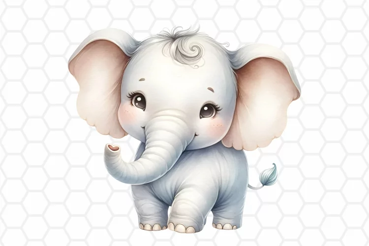 Cute Watercolor Elephant Clipart | Baby Elephant PNG