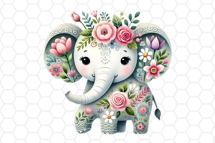 Cute Watercolor Elephant Clipart, Sublimation PNG