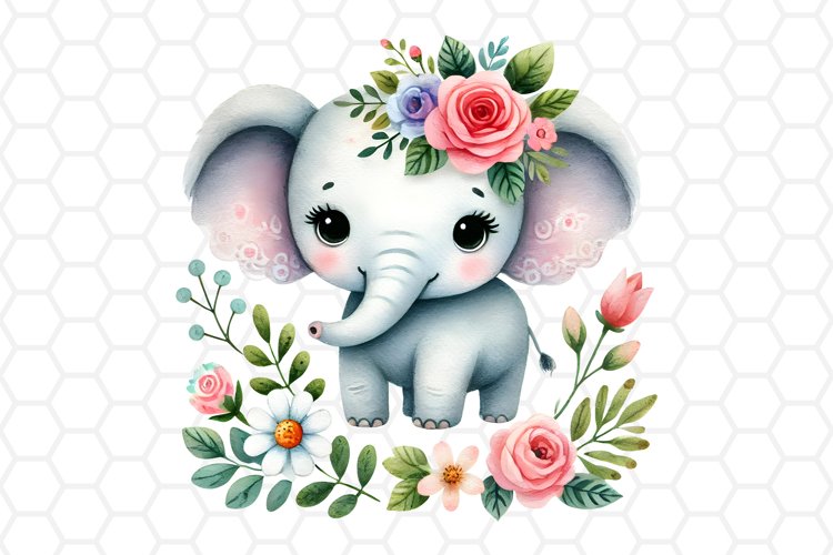 Cute Watercolor Elephant Clipart, Sublimation PNG