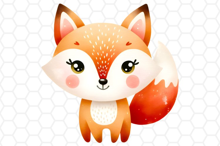 Cute Watercolor Fox Clipart Image 7