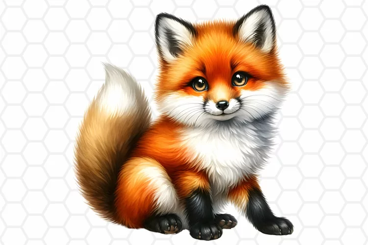 Cute Watercolor Fox Clipart, Sublimation PNG