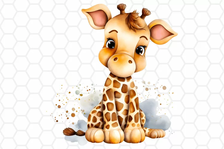 Cute Watercolor Giraffe Nursery Clipart, Sublimation PNG