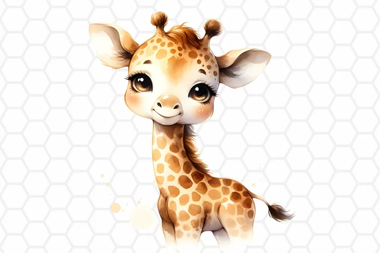 Cute Watercolor Giraffe Nursery Clipart | Baby Giraffe PNG