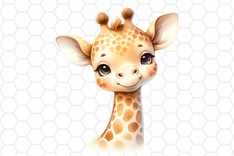 Cute Watercolor Giraffe Nursery Clipart | Baby Giraffe PNG