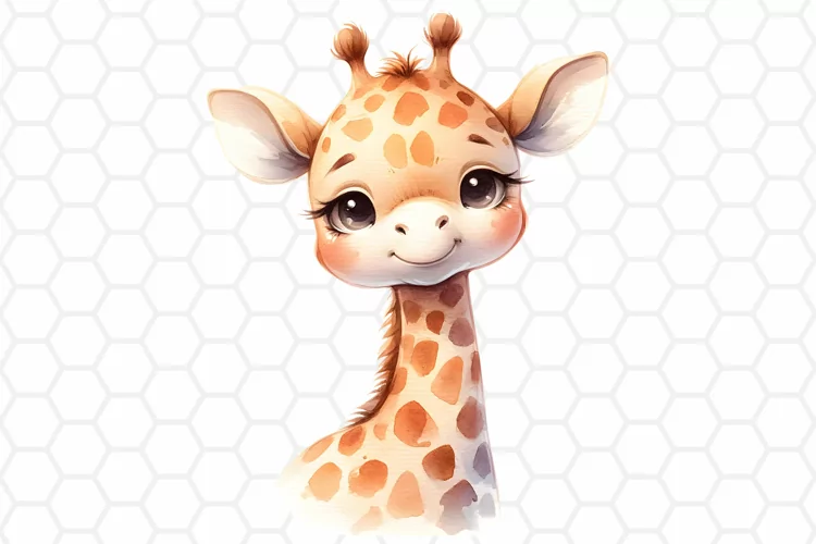 Cute Watercolor Giraffe Nursery Clipart | Baby Giraffe PNG