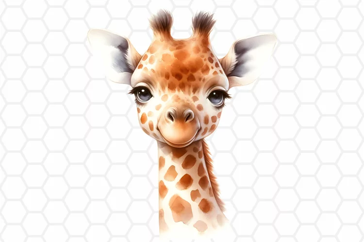 Cute Watercolor Giraffe Nursery Clipart | Baby Giraffe PNG