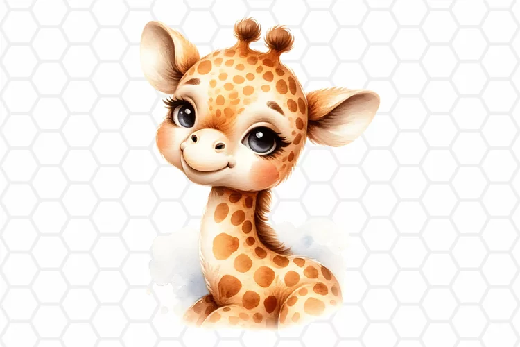 Cute Watercolor Giraffe Nursery Clipart | Baby Giraffe PNG