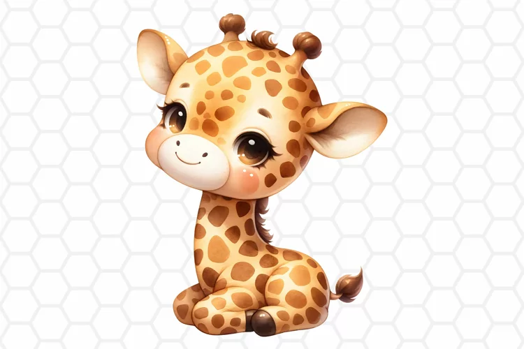 Cute Watercolor Giraffe Nursery Clipart | Baby Giraffe PNG
