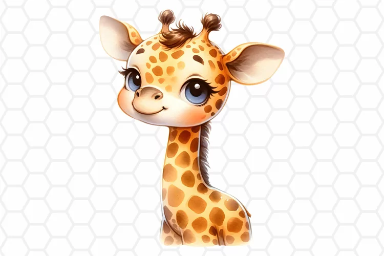 Cute Watercolor Giraffe Nursery Clipart | Baby Giraffe PNG