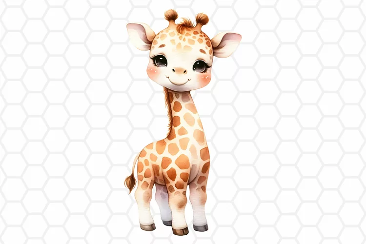 Cute Watercolor Giraffe Nursery Clipart | Baby Giraffe PNG