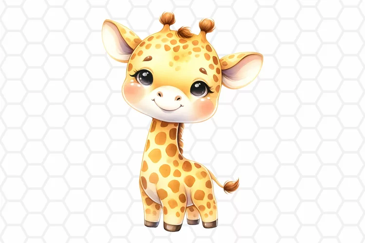 Cute Watercolor Giraffe Nursery Clipart | Baby Giraffe PNG