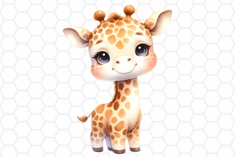 Cute Watercolor Giraffe Nursery Clipart | Baby Giraffe PNG