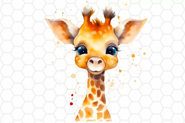 Cute Watercolor Giraffe Nursery Clipart, Sublimation PNG