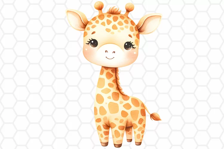Cute Watercolor Giraffe Nursery Clipart, Sublimation PNG
