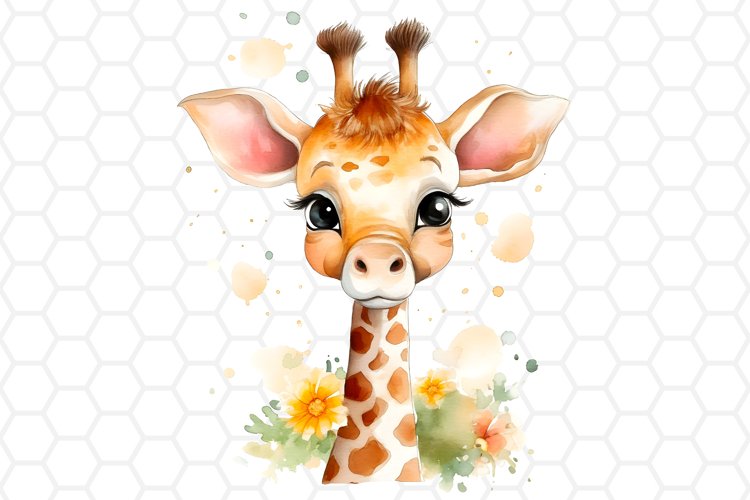 Cute Watercolor Giraffe Nursery Clipart Sublimation