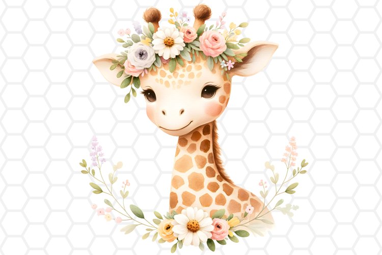 Cute Watercolor Giraffe Nursery Clipart Sublimation