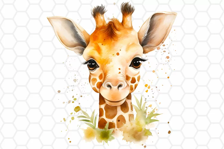 Cute Watercolor Giraffe Nursery Clipart, Sublimation PNG