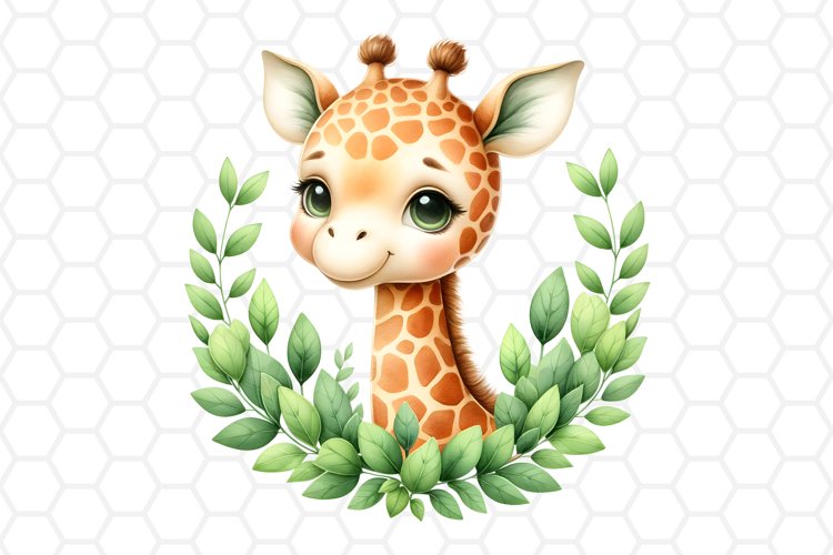 Cute Watercolor Giraffe Nursery Clipart, Sublimation PNG