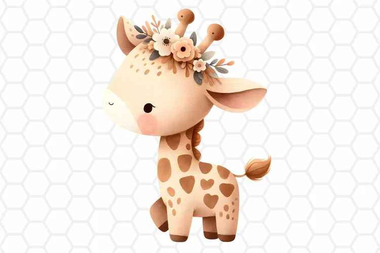 Cute Watercolor Giraffe Nursery Clipart, Sublimation PNG
