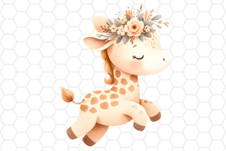 Cute Watercolor Giraffe Nursery Clipart Sublimation PNG