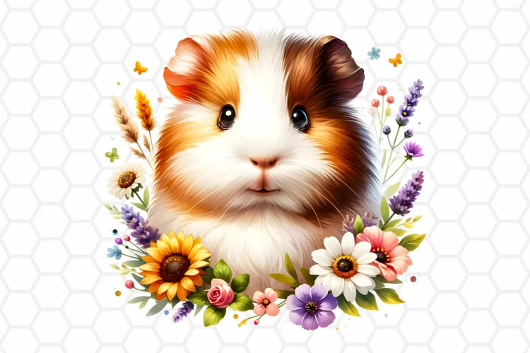 Cute Watercolor Guineapig Clipart, Sublimation PNG
