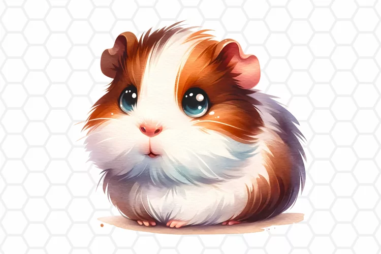 Cute Watercolor Guineapig Clipart, Sublimation PNG