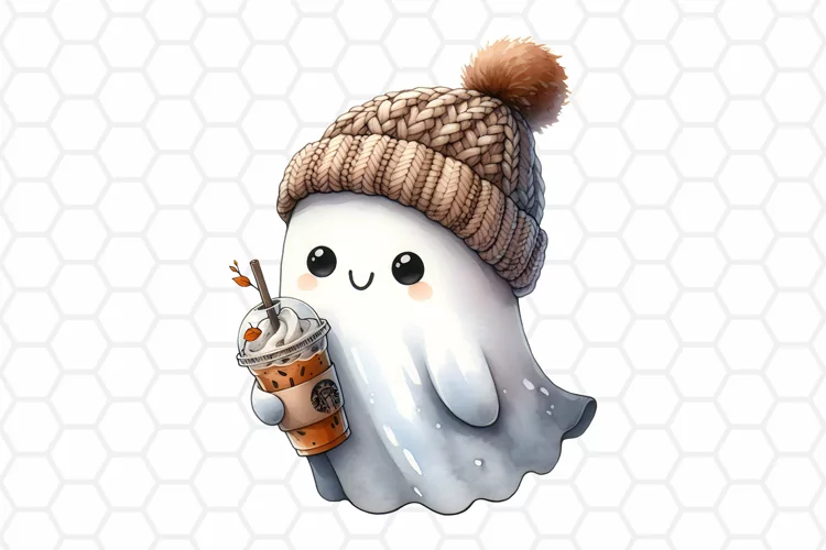 Cute Watercolor Halloween Ghost Clipart | Sublimation PNG