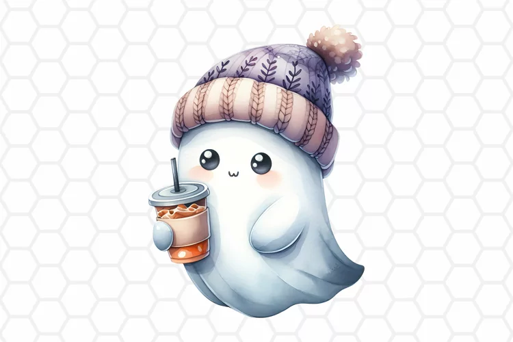 Cute Watercolor Halloween Ghost Clipart | Sublimation PNG