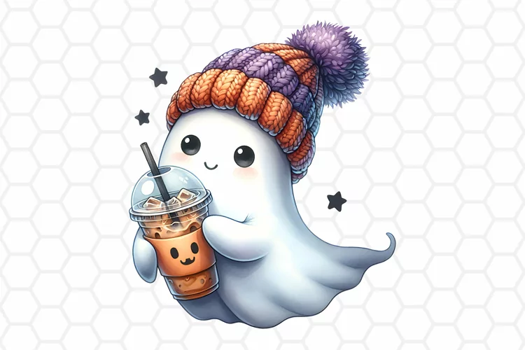 Cute Watercolor Halloween Ghost Clipart | Sublimation PNG